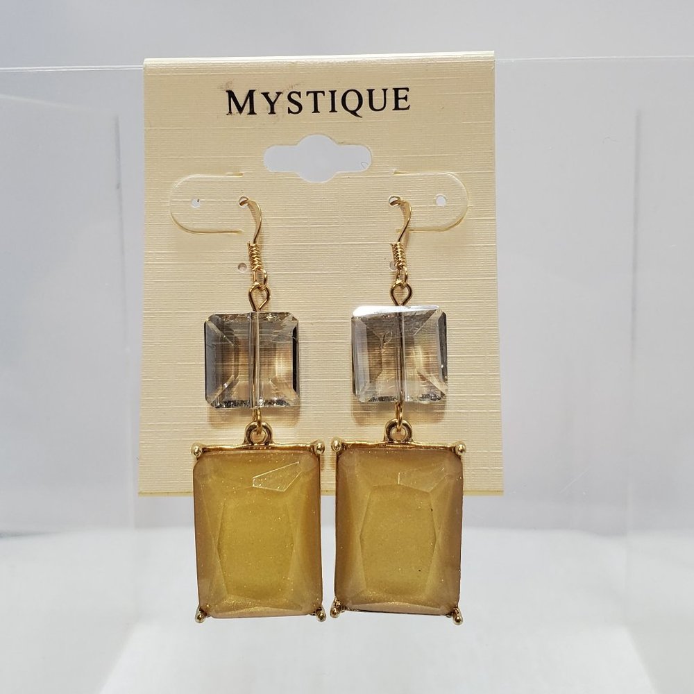 Mystique gold champagne dangle fish hook earring